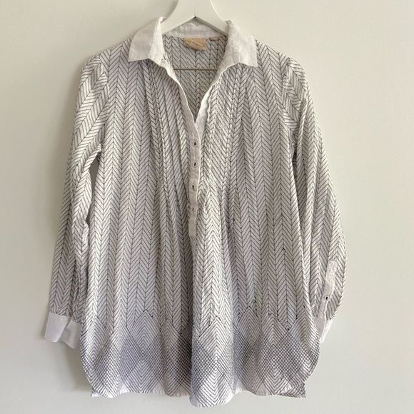 Anthropologie Vanessa Virginia Asha Embroidered Button Tunic Top Size 6 - Picture 2 of 9
